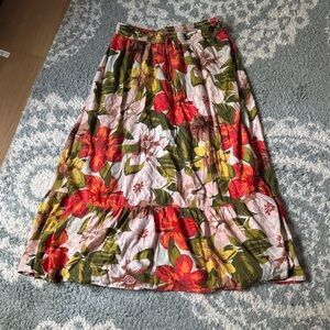 Aerie tropical Floral boho Maxi Skirt - coral pink Multicolor large